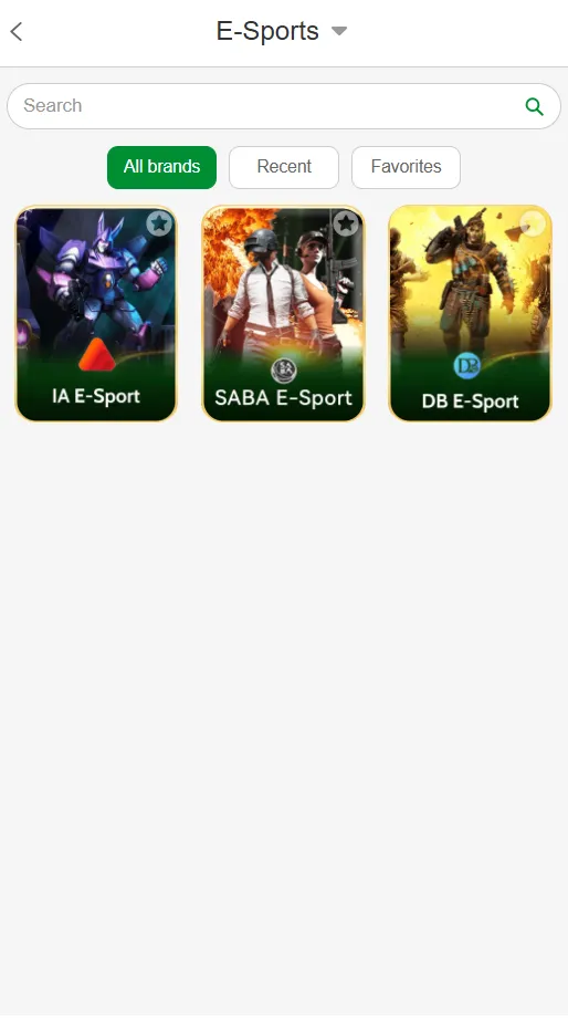 Betinr esports games interface screenshot