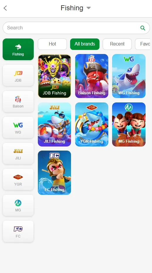 Betinr fishing games interface screenshot