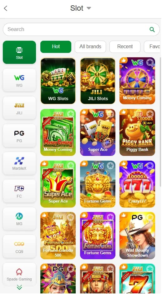 Betinr slot games interface screenshot