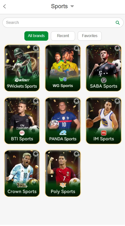 Betinr sports games interface screenshot
