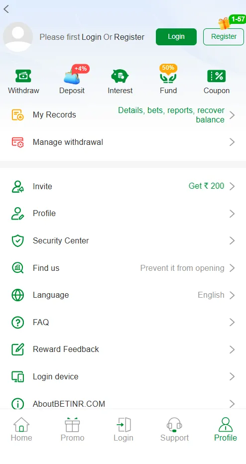 Betinr user profile screenshot