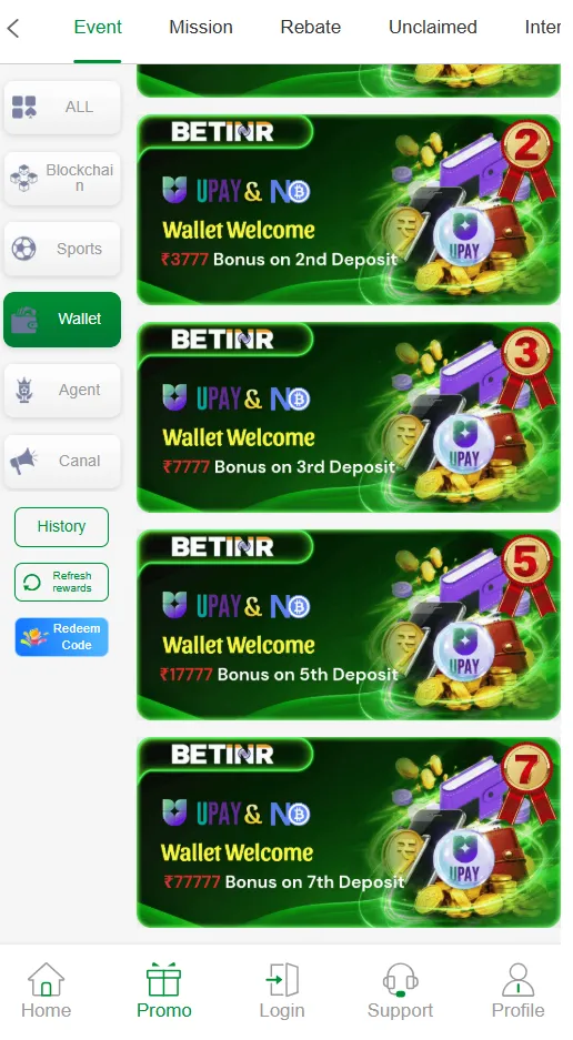 Betinr wallet promotion details screenshot