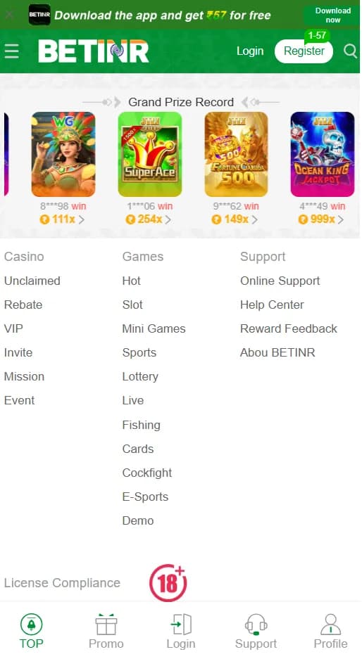 Betinr winning records screenshot